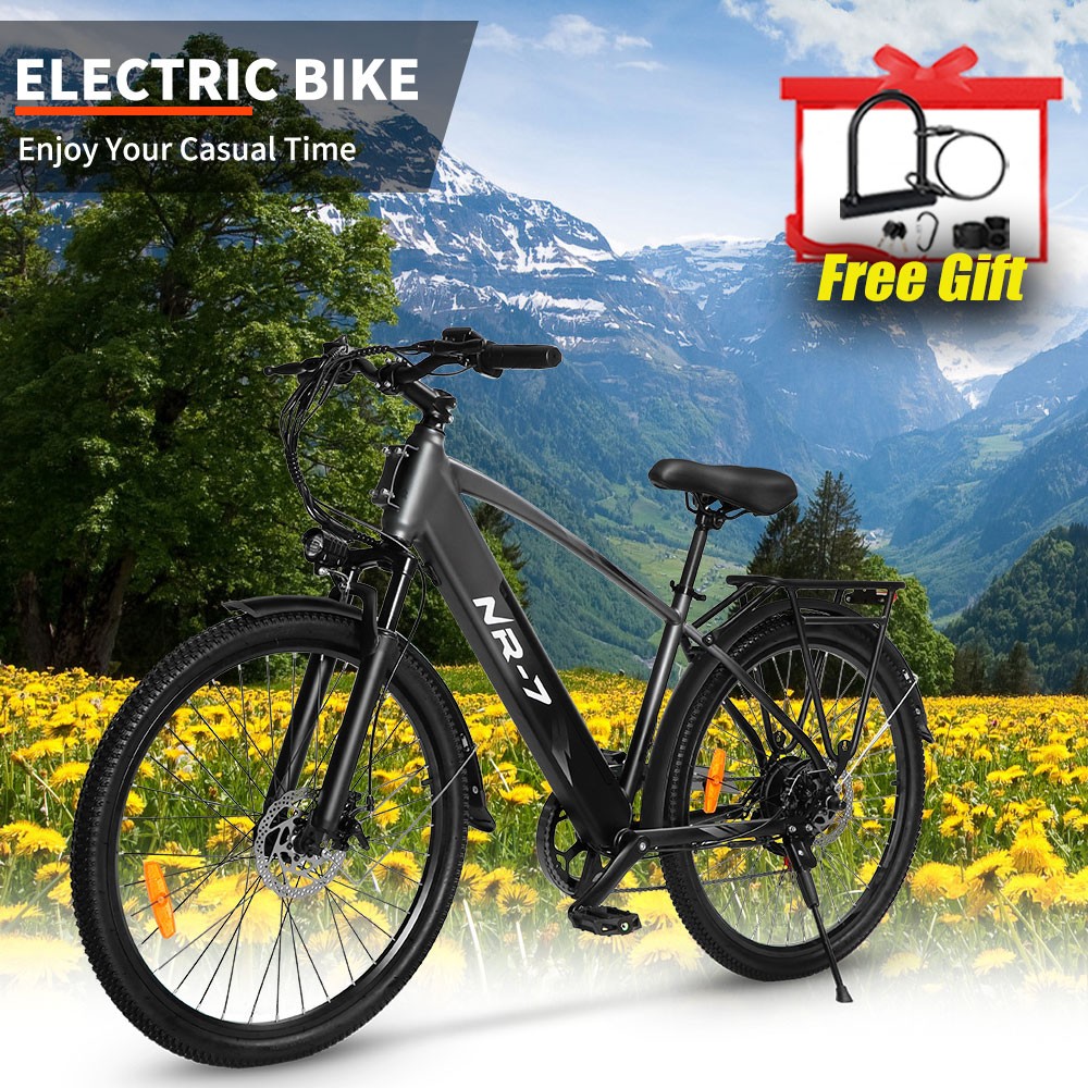 26'' Fat Tire Electric Bike,750W Mountain Bicycle Li-Battery for Adults Ebike