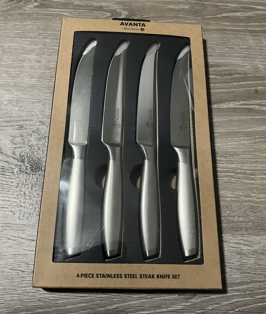 Messermeister Avanta Fine Edge Steak Knife Set, 4-Piece, Stainless Steel