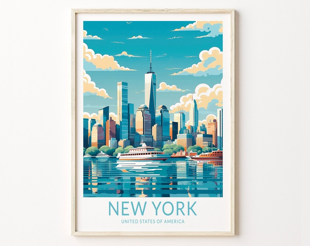 New York Skyline Print Travel Print New York Wall Art Travel Poster Traveler