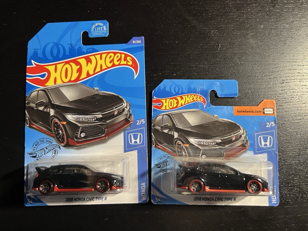 Hot Wheels - Honda - 16 Honda Civic Type R - Black - Long + Short Card