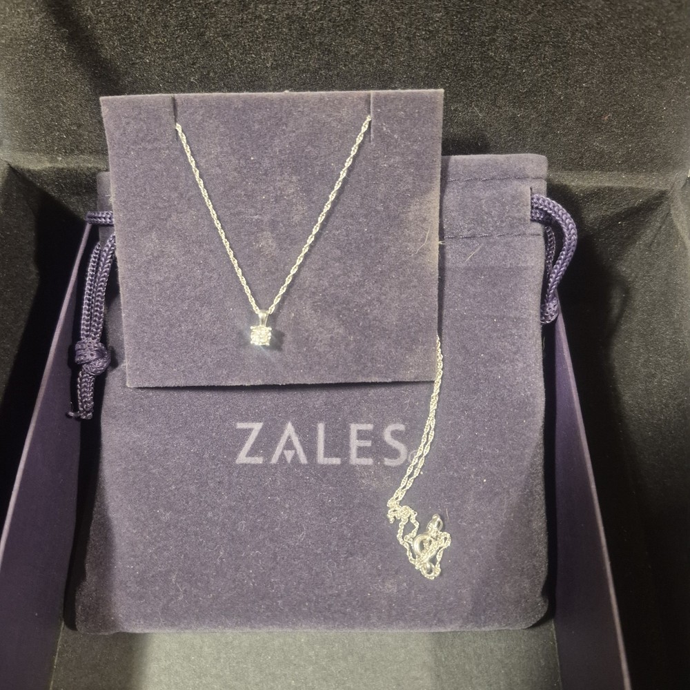 Ladies Necklace With Diamond Pendant And Sterling Silver Chain