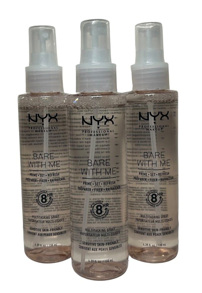 NYX BARE WITH ME PRIME-SET-REFRESH MULTITASKING SPRAY 4.39 OZ (LOT OF 3)