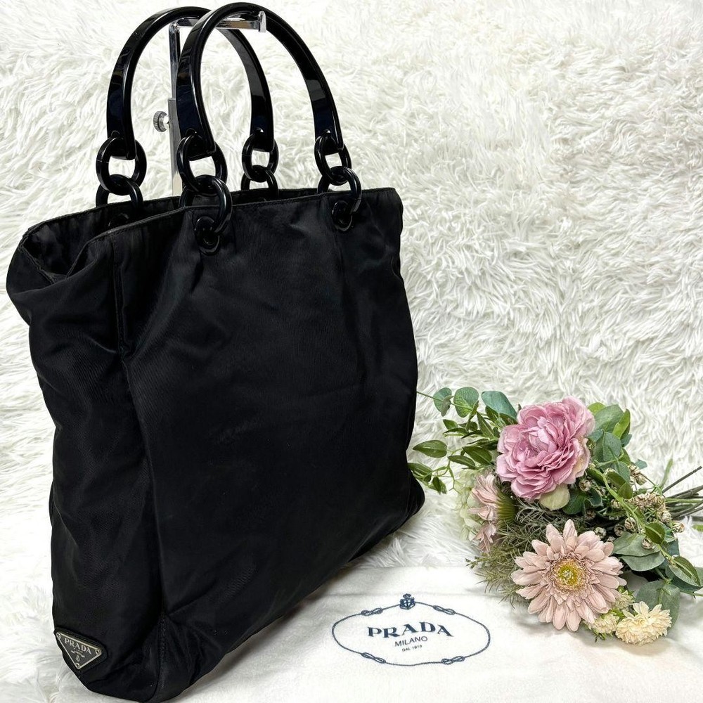 Prada Rare Triangle Logo Chain Handle Womens Bag Preowned
