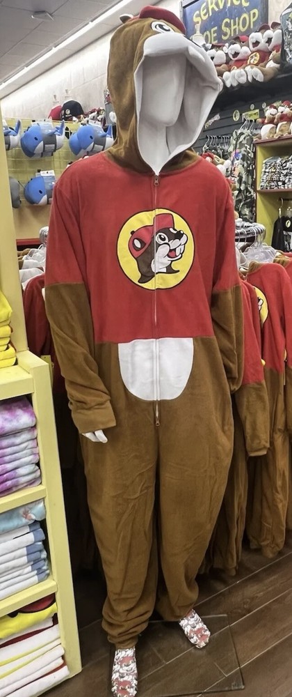 Buc-ee's Beaver Mascot Buc Union Body Suit Costume Pajamas Youth M / L NWT