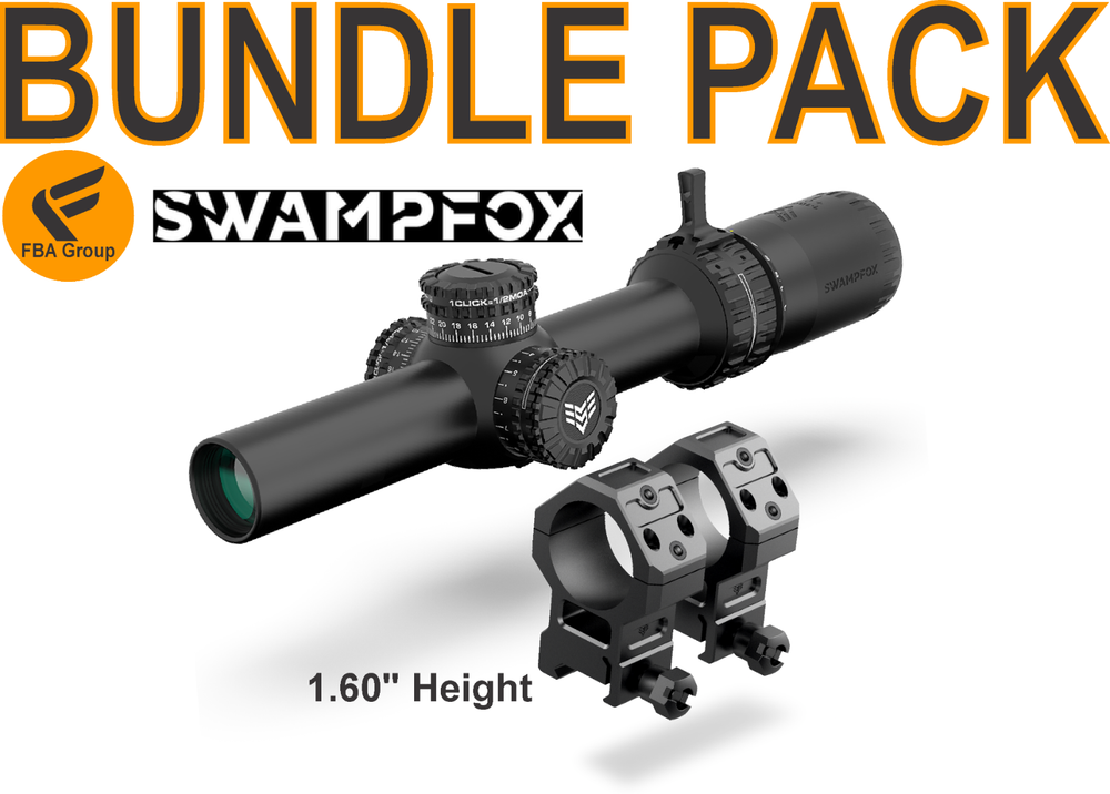 BUNDLE Swampfox Arrowhead Tube scope 1-10X24 SFP IR Red MIL 30mm ring set