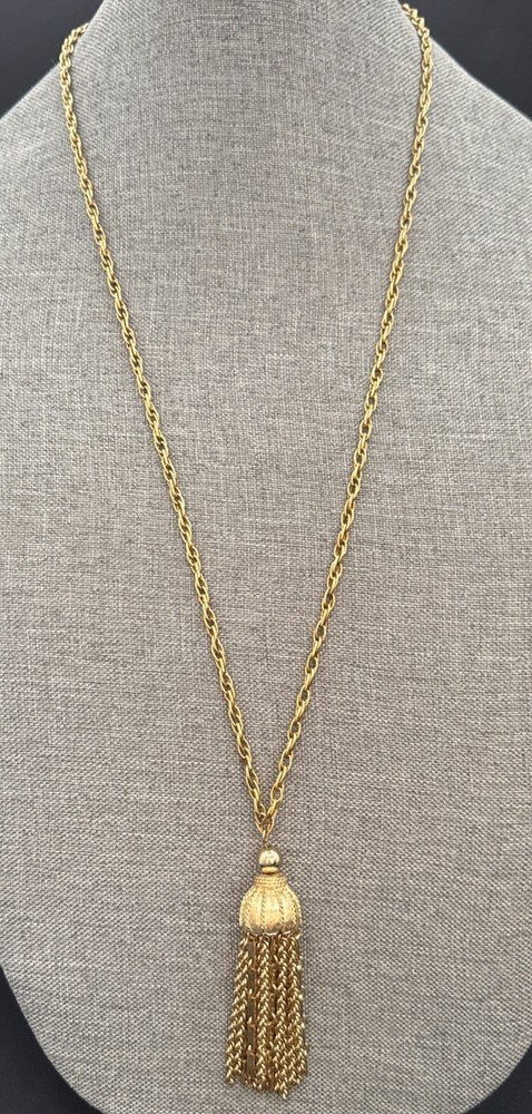 NECKLACE Gold Tone Chain & Dangling Gold Chains 29 Inches See Photos