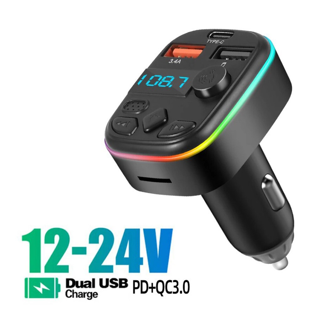 5.0 Bluetooth Car Charger FM Transmitter Car Cigarette Lighter USB Fast Charger