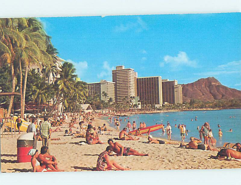 Pre-1980 BEACH SCENE Waikiki - Honolulu Hawaii HI AE9280