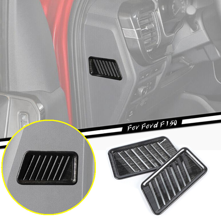 For 21-23 Ford F150 F-150 Black Wood Grain Dash Side Air Vent Outlet Covers Trim