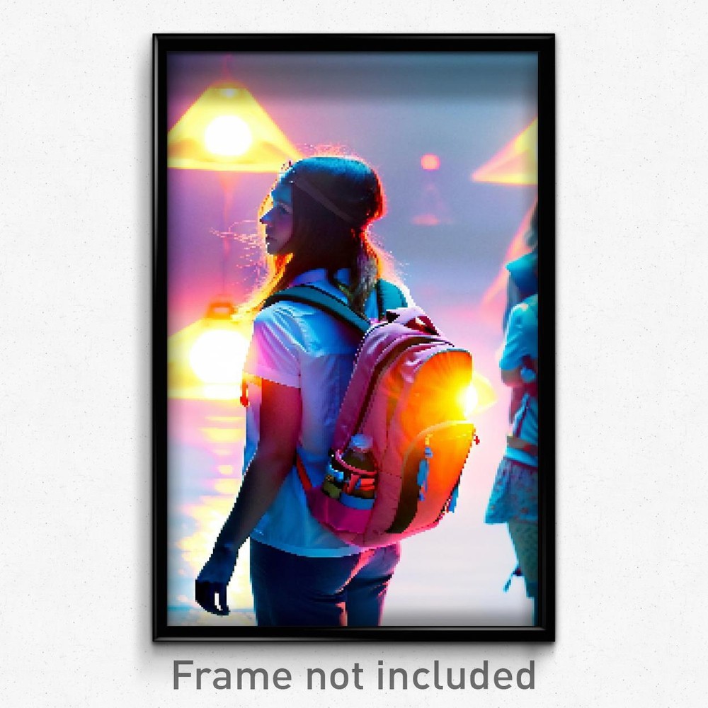 Pixel Art Poster - Peaceful Backpack (8 Bit Psychedelic Trippy Video Game Print)