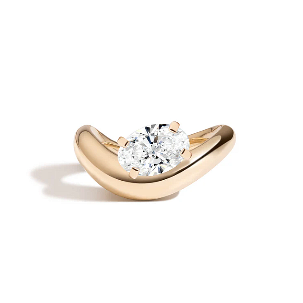 1 Ct Oval Cut Lab Created Diamond Ring 14K Yellow Gold IGI Engagement