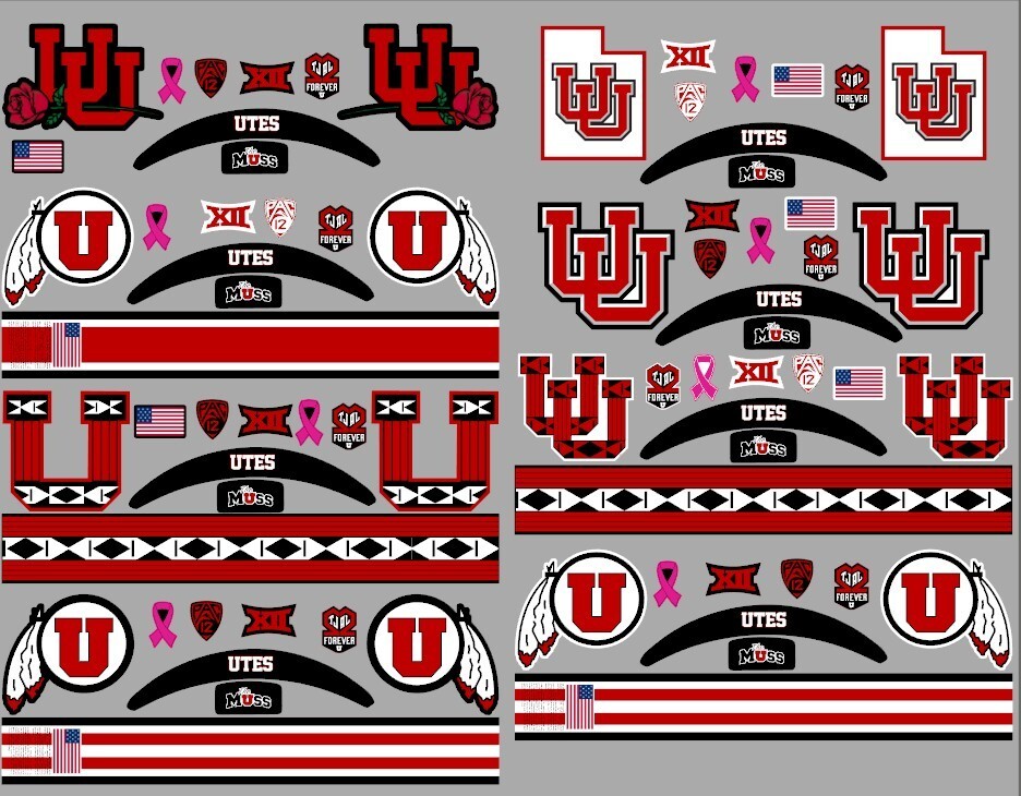 Utah Utes Full-Size Helmet Decals - 4 Alternate Designs Available-image