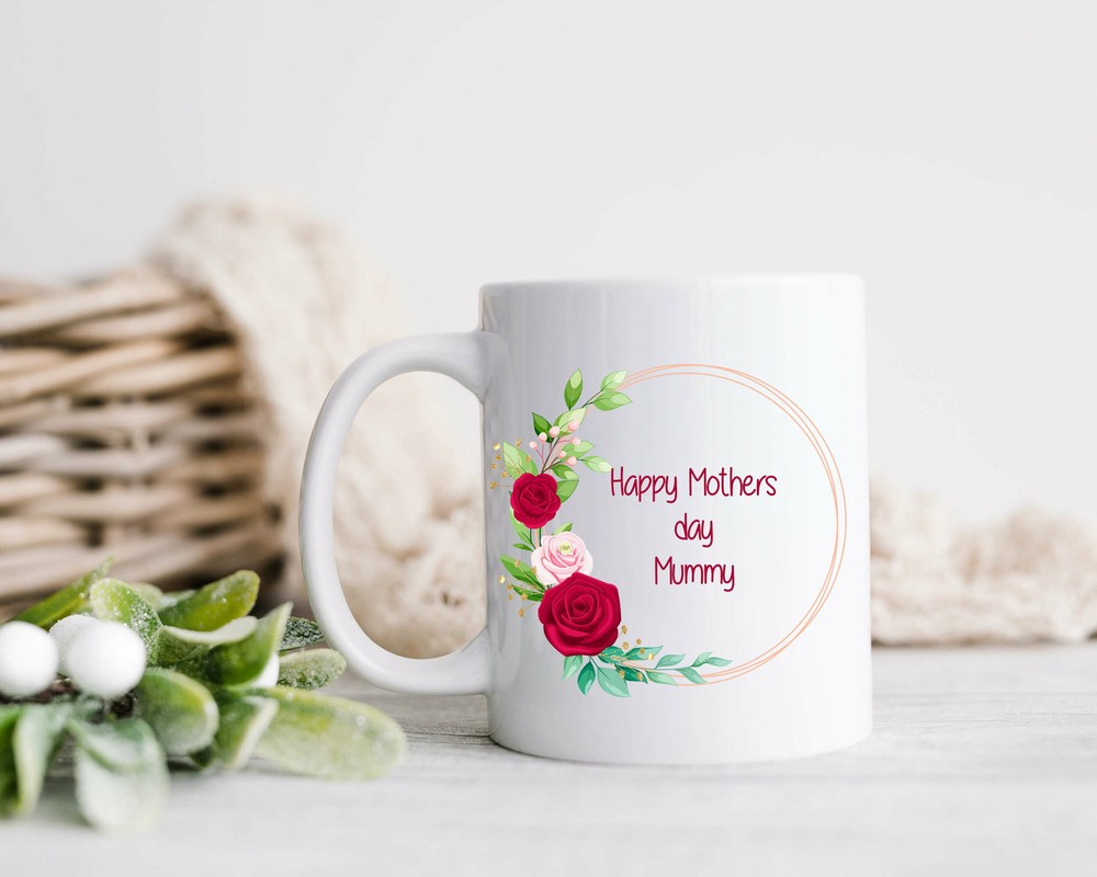Happy Mother's Day Floral Wreath Mug Mother's Day Mug Mother's Day Gift Mum Gift