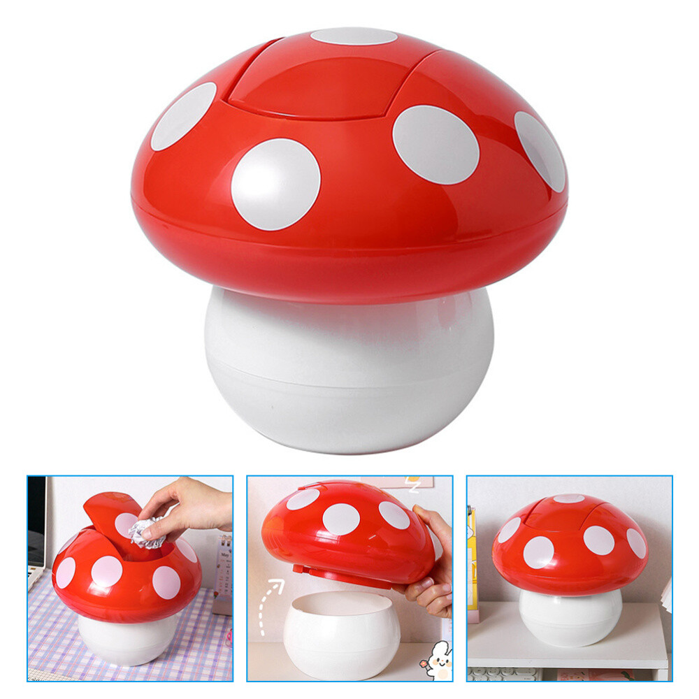 Mini Trash Can Cute Mushroom Print Basket Mushrooms Shaped Office