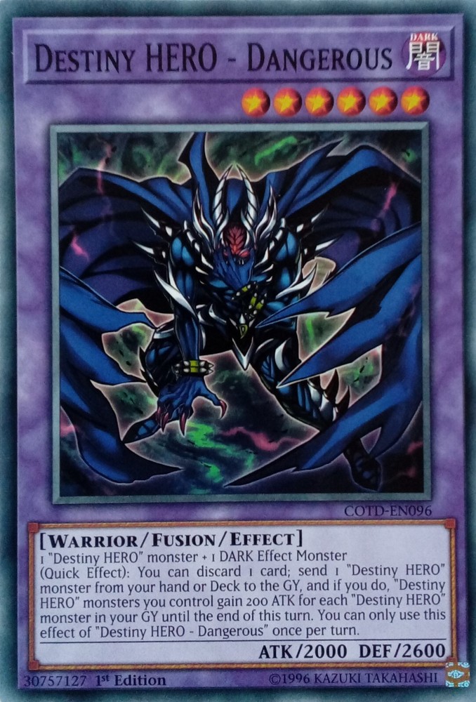 COTD-EN096 Destiny Hero Dangerous 1st Edition Common YuGiOh Trading Card