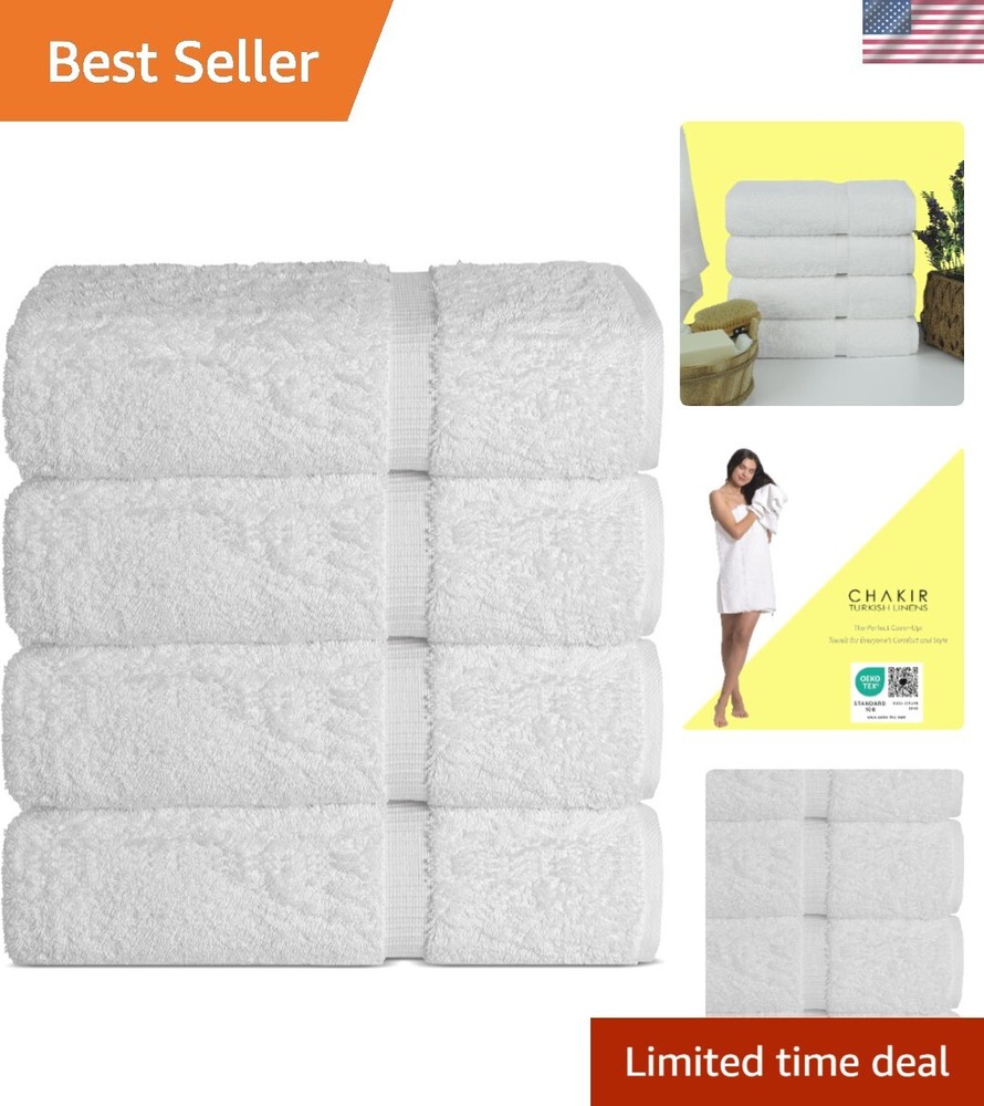 Luxury 100% Cotton Premium Turkish Hotel & Spa Towels - Super Soft Absorbent 4-Piece Set