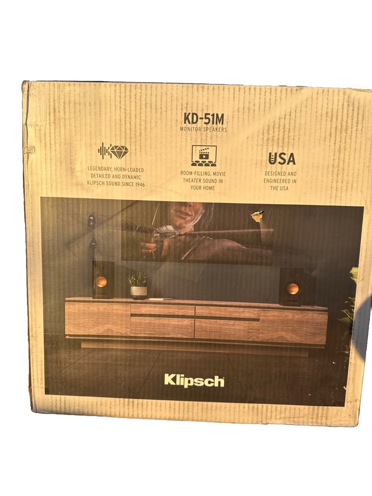 Klipsch KD-51M 160W Bookshelf Speakers Pair Black Sealed Passive Monitors