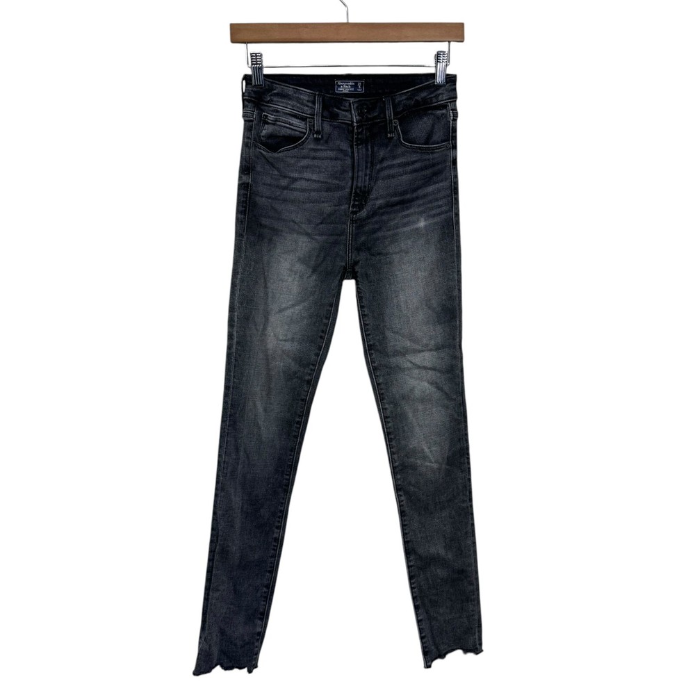 A&F Abercrombie & Fitch Simone High Rise Ankle 0 Long 25 Gray Distressed Stretch