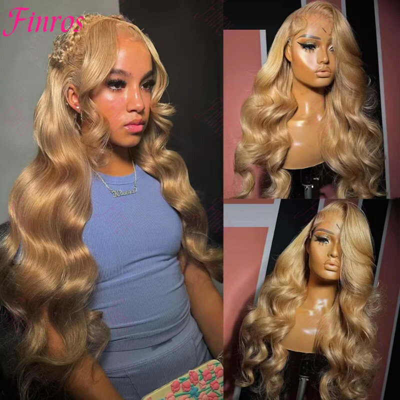 27# Honey Blond Body Wave 13x4 Lace Frontal Human Hair Wig Brazilian HD Lace Wig