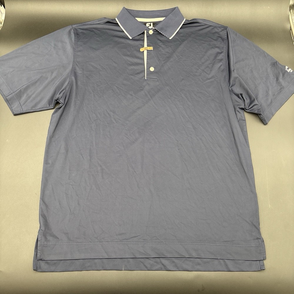 FootJoy Athletic Fit Polo Shirt Men’s L Navy Blue Geometric Golf  Short Sleeve