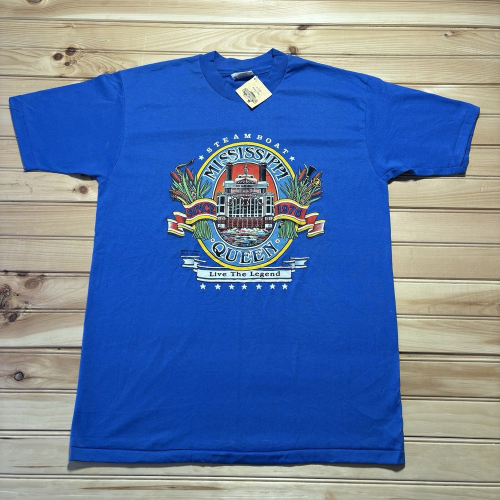 Vintage 80s Mississippi Queen Steam Boat Jazz Single Stitch Shirt Size Large NWT