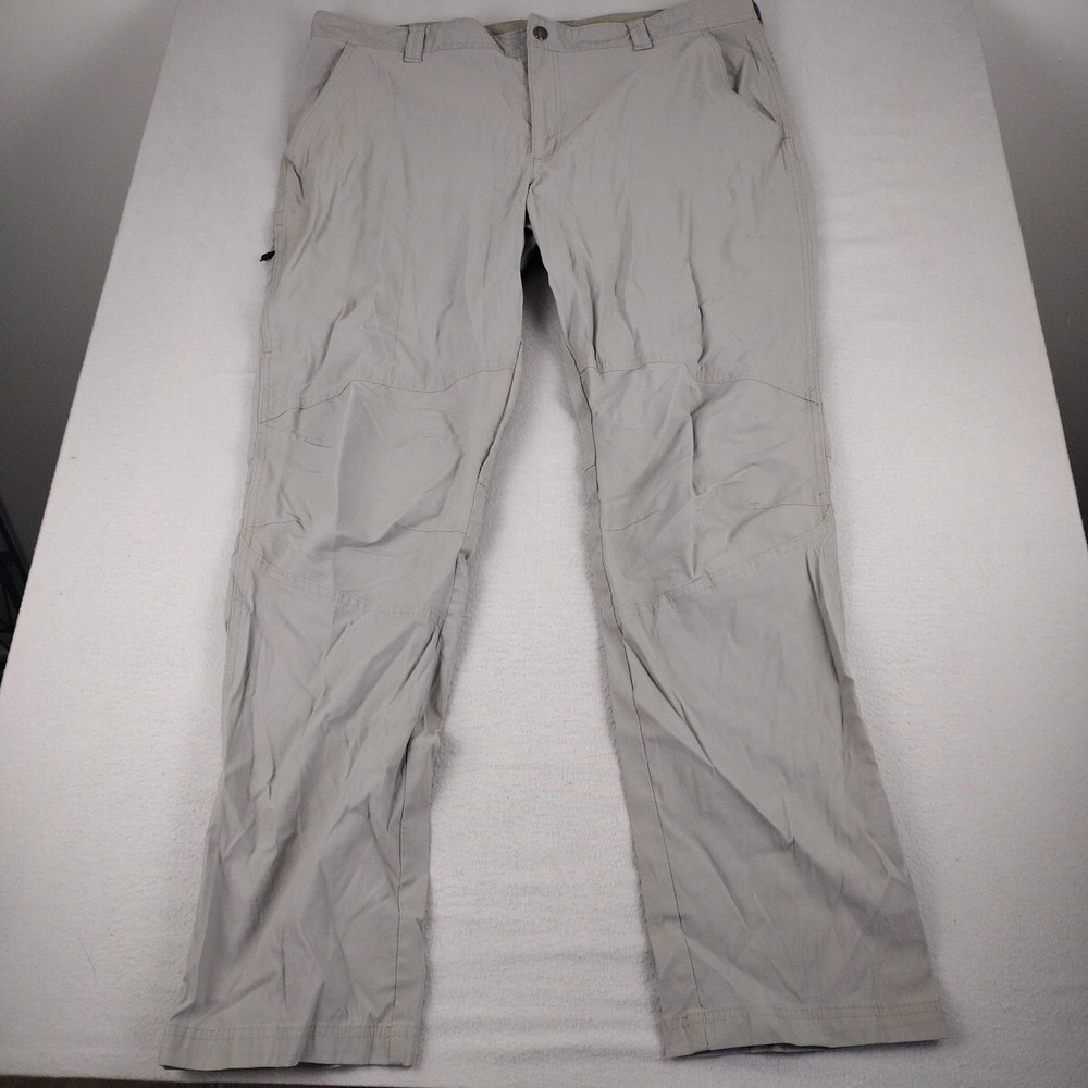 Columbia Omni-Shield Pants Men's 42X32  Belted Beige Outdoor Hiking Tag 42x34