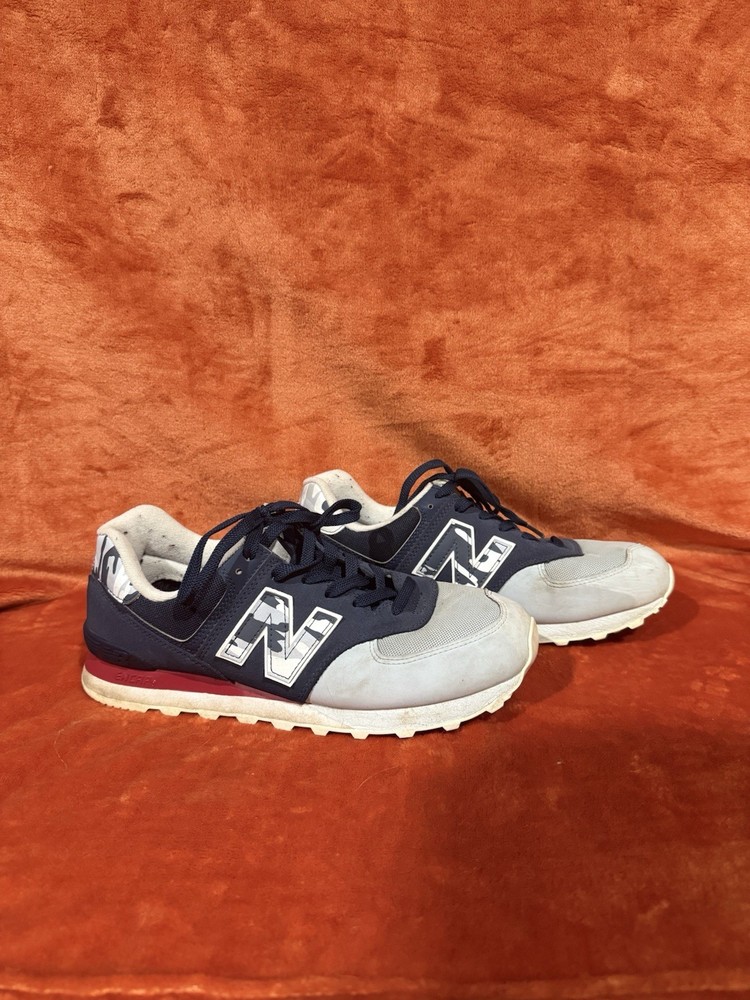 New Balance 574, Natural Indigo Camo ML574PB2, Blue, Red & Grey Men’s 10.5