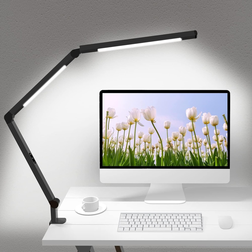 LED Desk Lamp with Clamp, Architect Dual Light and Black+Touch