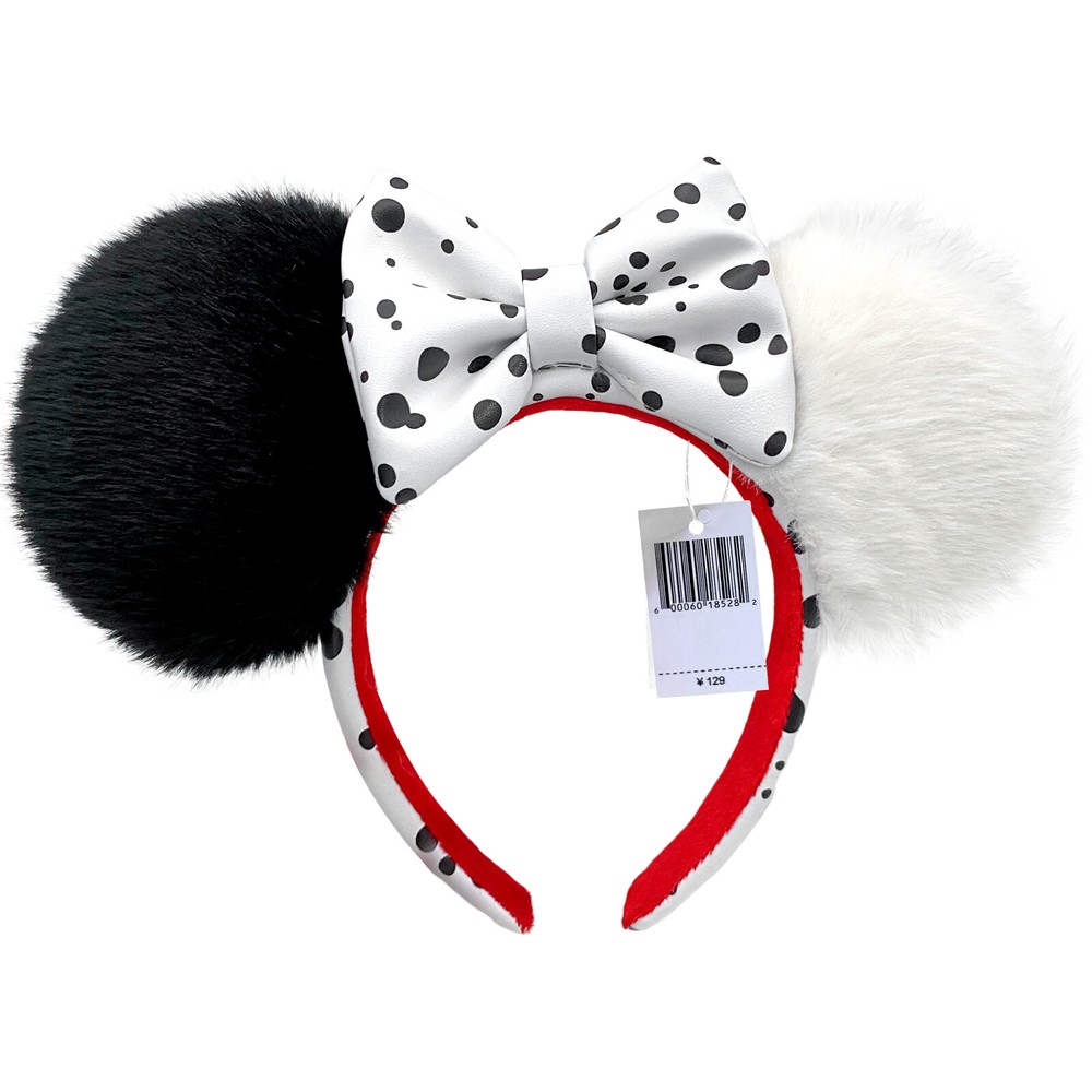 Disney- Parks 101 Dalmatians Cruella Devil Fluffy Ears Minnie Mickey Headband