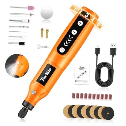 3.7V Cordless Rotary Tool Kit with 2Ah Battery 18000RPM 5 Attachments