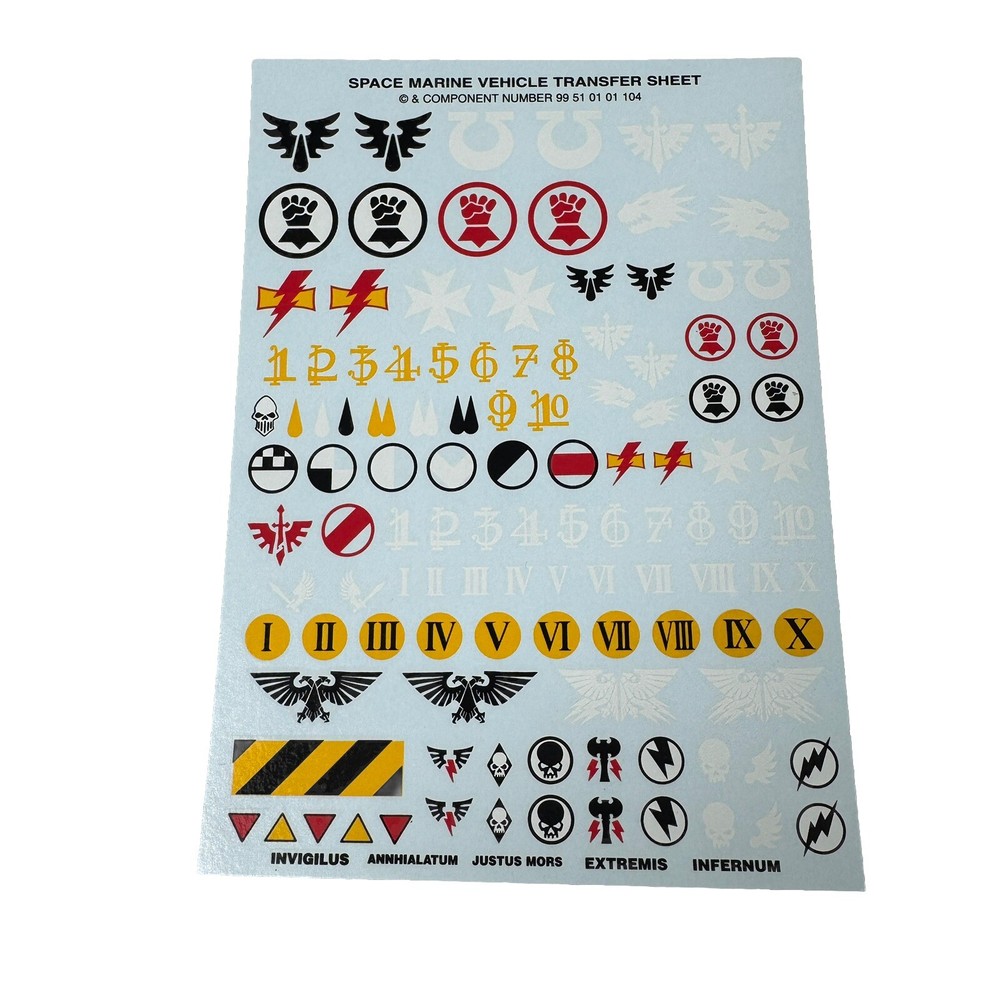 Space Marine Chapter Vehicles Decal Transfer SheetNew Warhammer 40k
