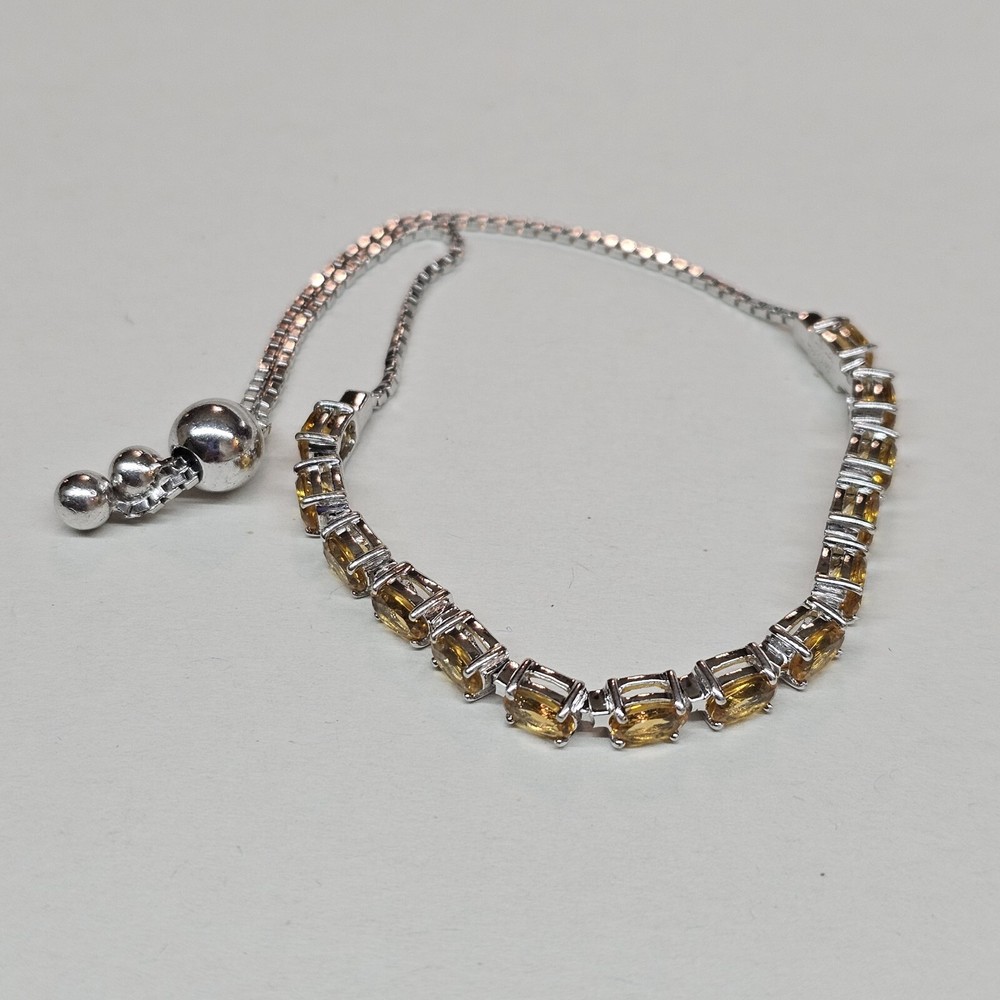 Citrine Gemstone 925 Sterling Silver Adjustable Bracelet Thailand