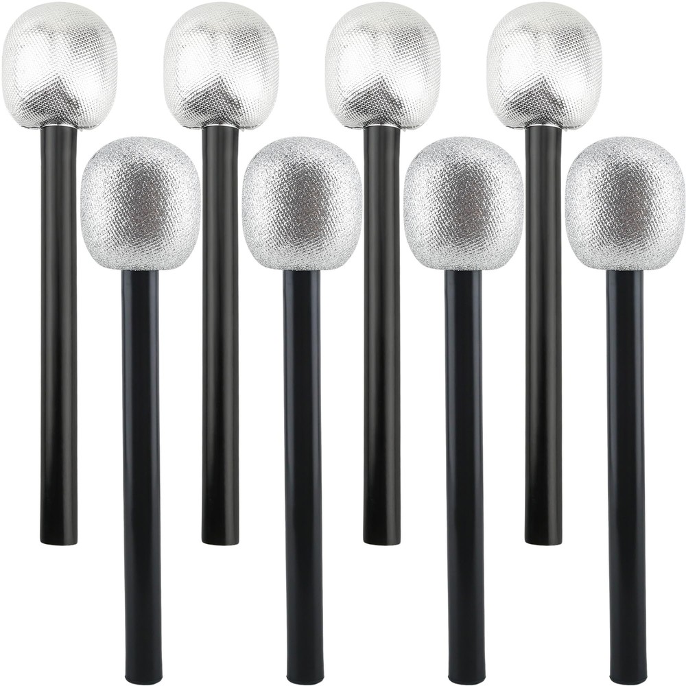 Haconba 8 Pack Microphone Toy Fake Plastic Glitter Stage Mic Costume Prop for...