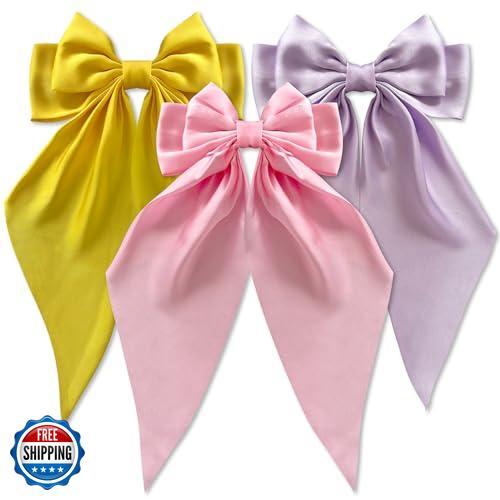 Elegant Loqpol 3-Piece Satin Hair Bows with Barrette Clip