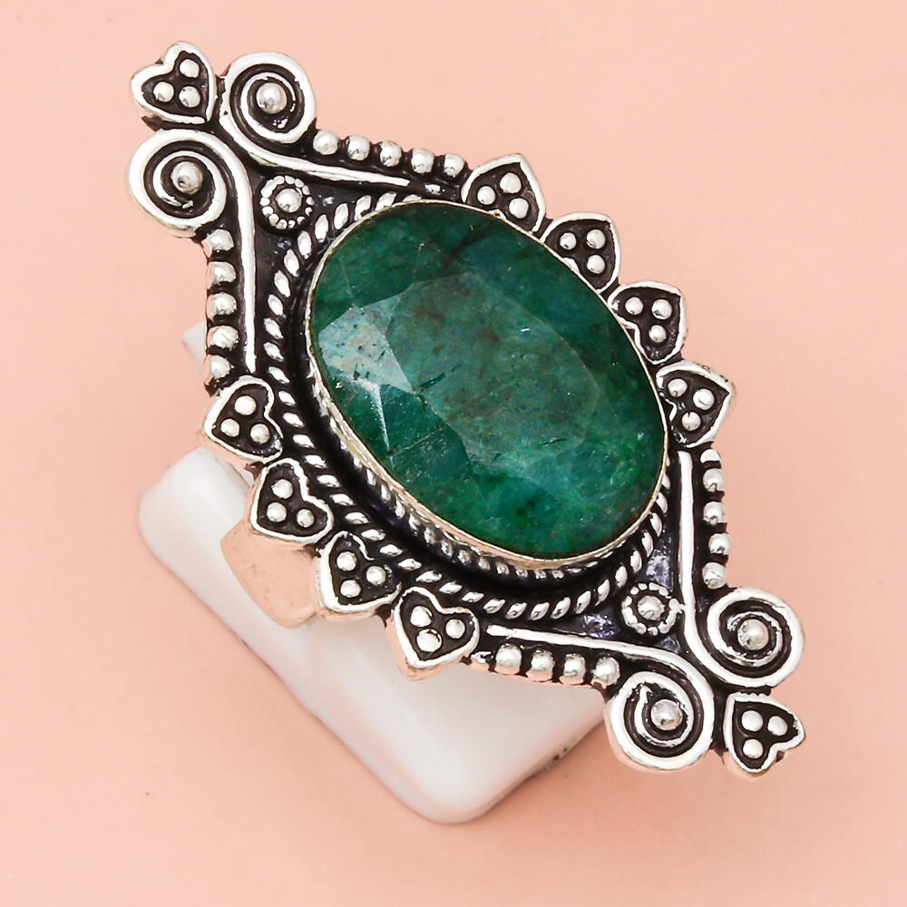 Emerald Quartz Gemstone Handmade Silver Jewelry Bracelet 7.5 Inches