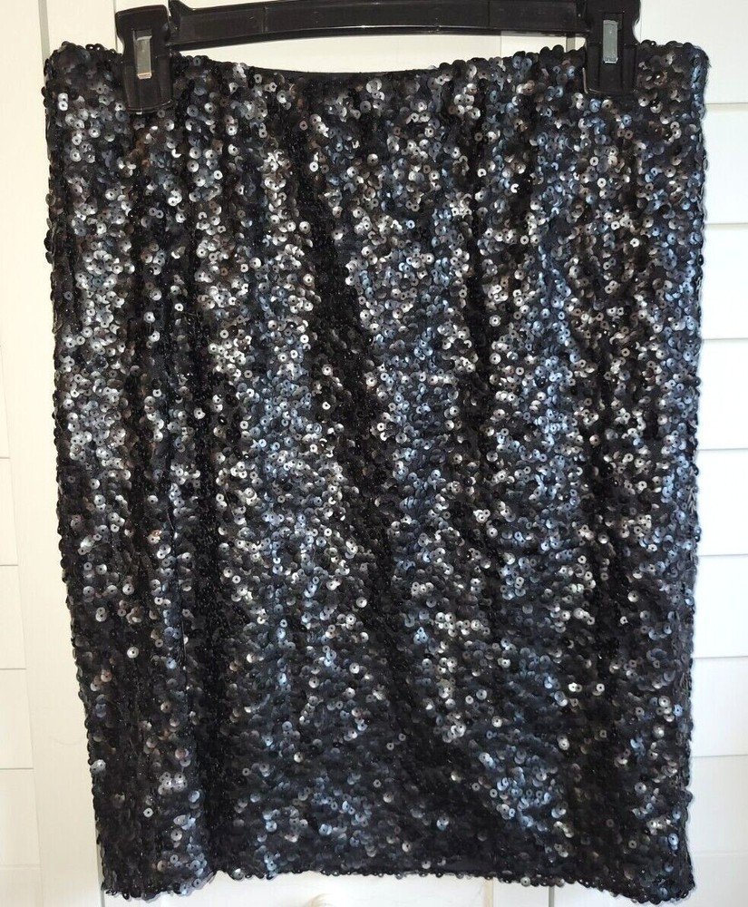 NEW YORK & COMPANY BLACK SEQUIN PENCIL SKIRT SIZE SMALL S