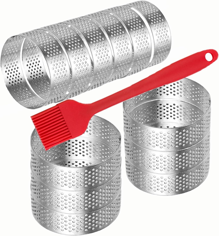 12Pack Tart Rings 3.15 Inch Perforated Tart Ring Stainless Steel, round Mousse C