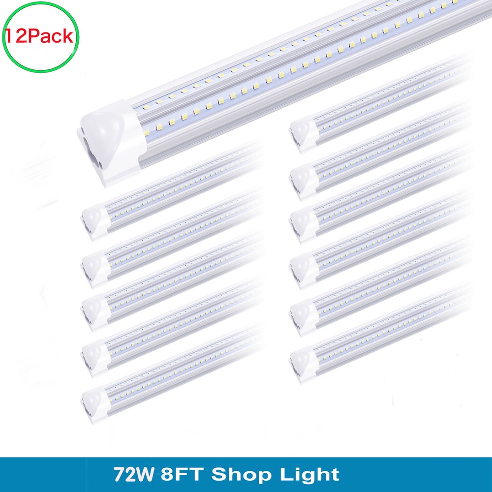 12Pack 8FT Led Tube Light 72W 8 Foot Led Shop Light T8 Integrated 8' Warehouse
