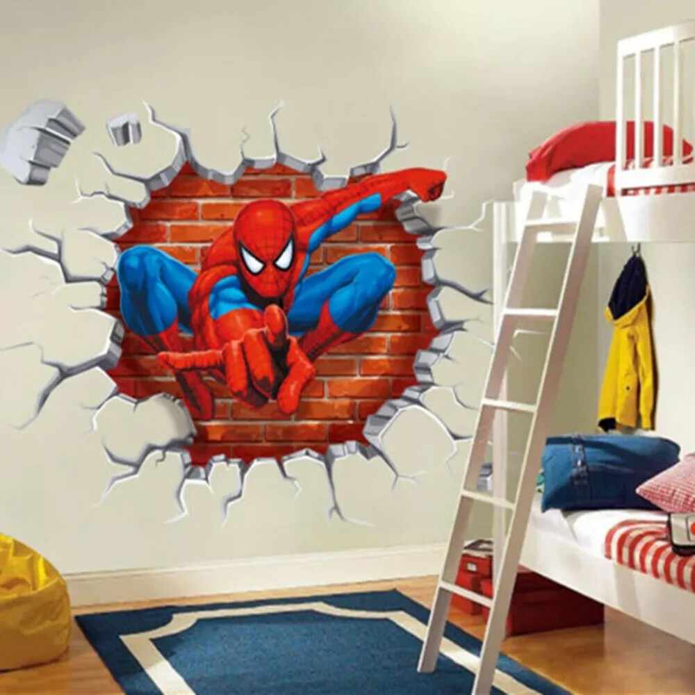 Spiderman 3D Wall Sticker for Boys Room Removable Decal Free Shipping