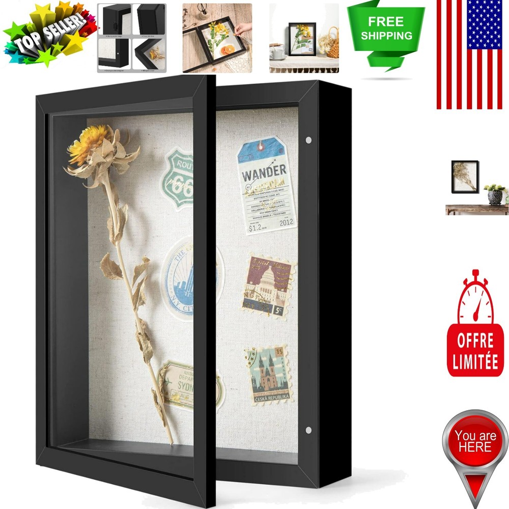 Elegant 8x10 Shadow Box Display with Glass Front and Linen Backing for Keepsakes