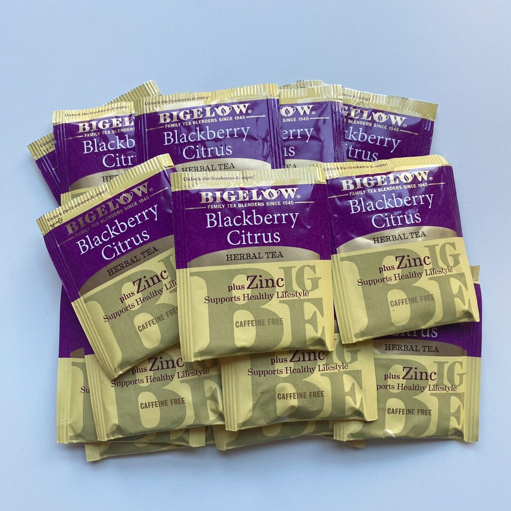 Bigelow Blackberry Citrus Plus Zinc, Caffeine-Free Herbal Tea Bags 16 Pack NEW