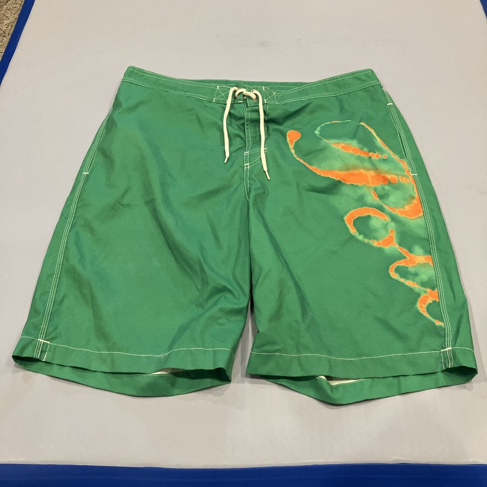 Polo Ralph Lauren Swim Trunks Mens Large Green Drawstring Cargo Board Shorts