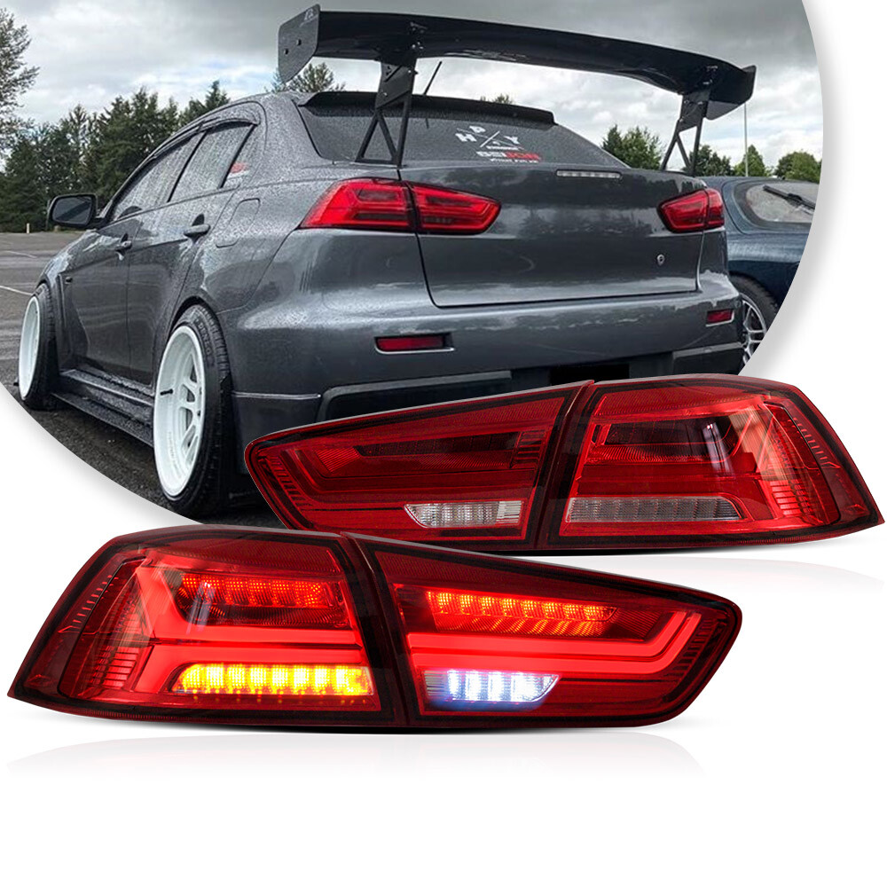 VLAND Red LED Taillights Assembly for 2008-2017 Mitsubishi Lancer & EVO X