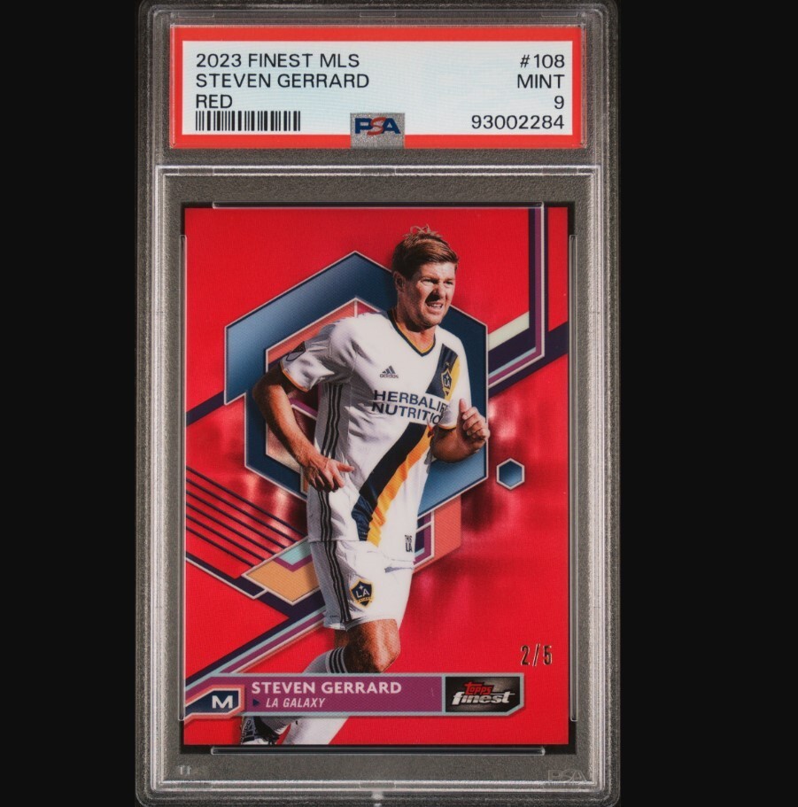 2023 Topps Finest MLS Soccer Red Refractor #108 Steven Gerrard 2/5 PSA 9 MINT