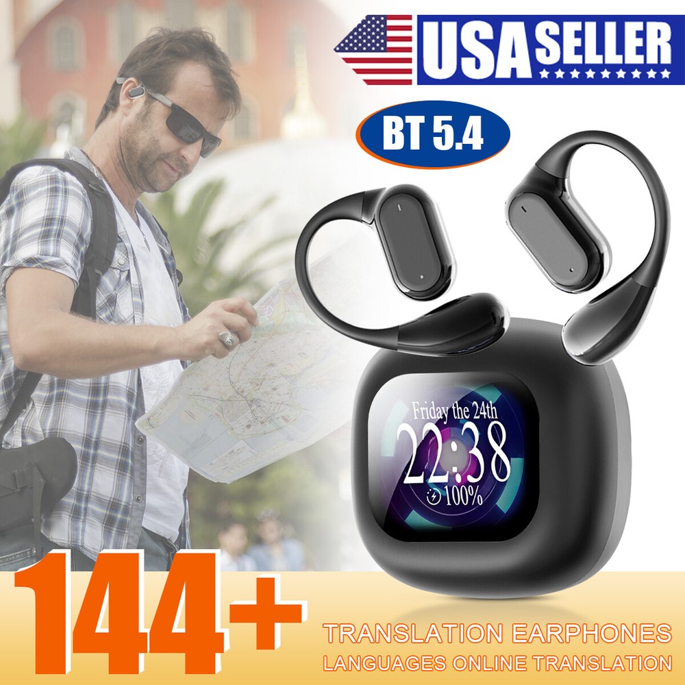 LED Over-Ear True Wireless Earbuds with 144+ Language Translator OWS V5.4