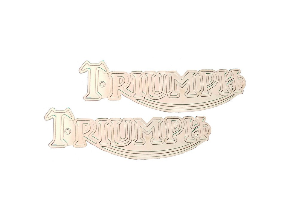 Vintage TRIUMPH Gas Tank Badge Brass Chrome Emblem SET 3T 5T 6T T100
