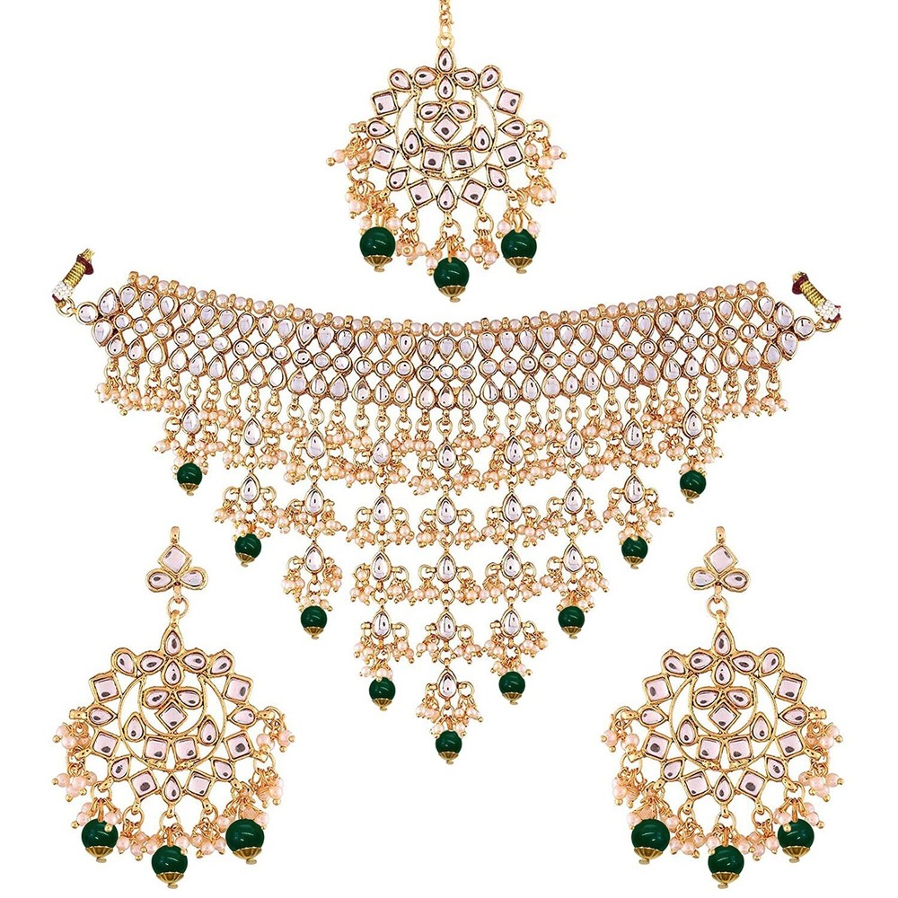 Aheli Gold Plated Kundan Pearl Dangle Drop Earrings Gift for Women