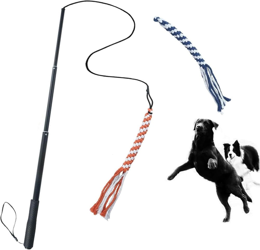 Dog Extendable Teaser Wand Pet Flirt Stick Pole Puppy Chasing Tail Interactive T