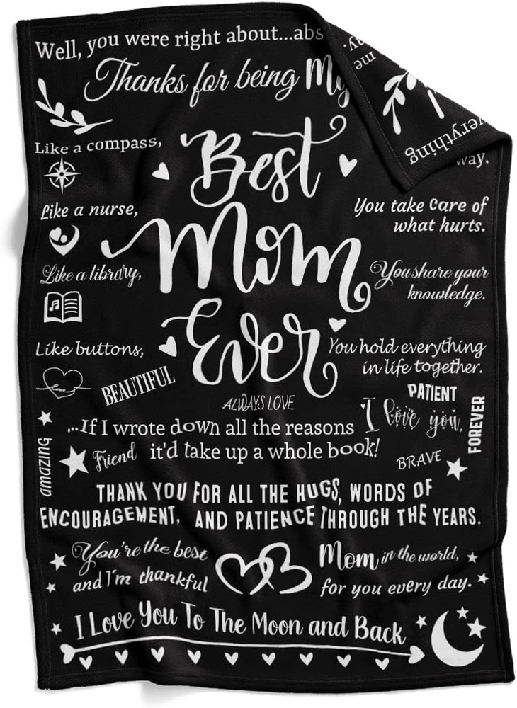 Mothers Day Blankets Gifts for Mom, Letter Warm Soft Blanket for Mom from Daught-image