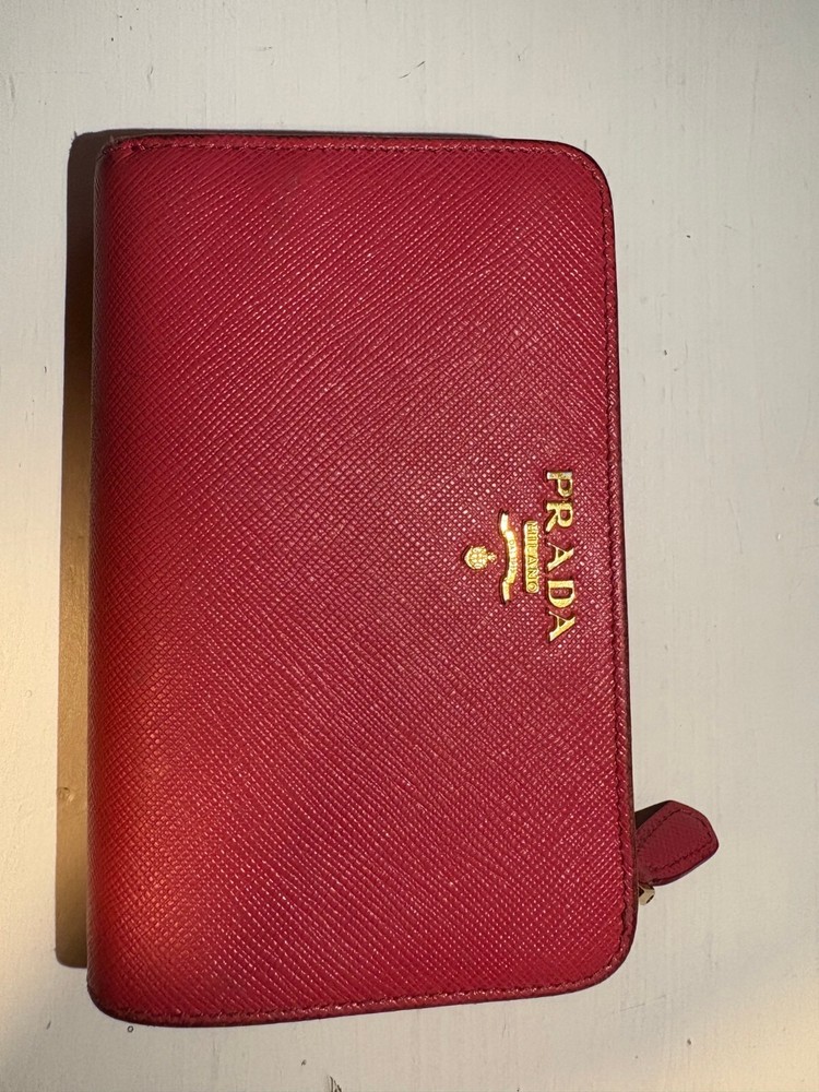 Prada Saffiano Leather Compact Wallet in Pink Pre-Owned Luxury